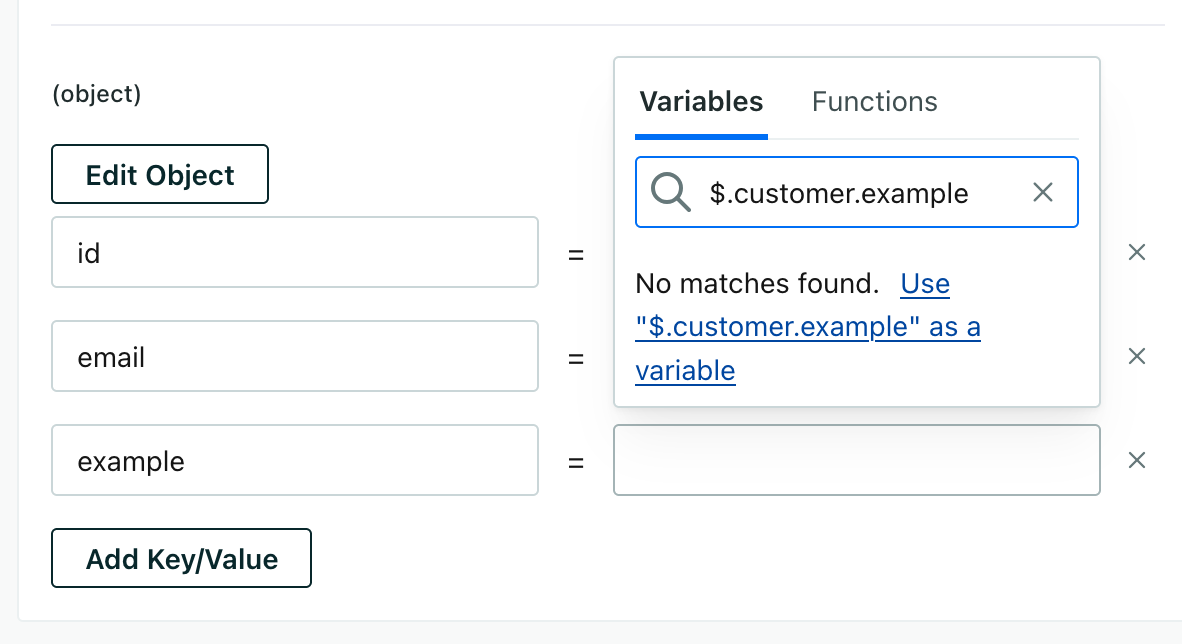 Use the *Variables* drop-down to add attributes