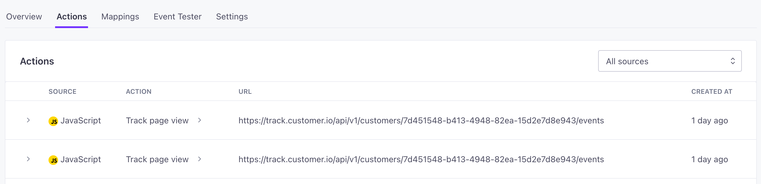 see events flowing out of Customer.io to your destination