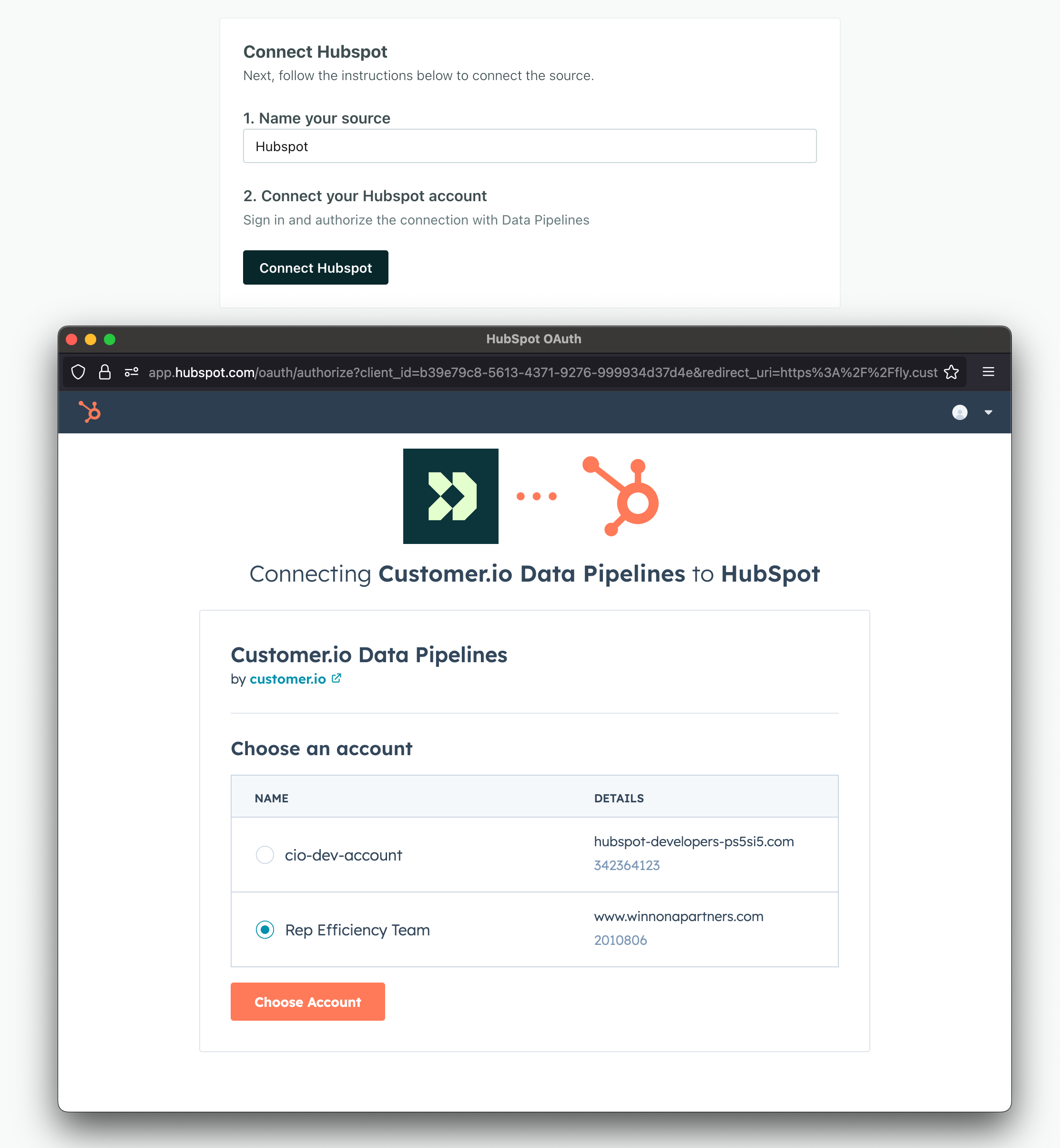 Choose your HubSpot account