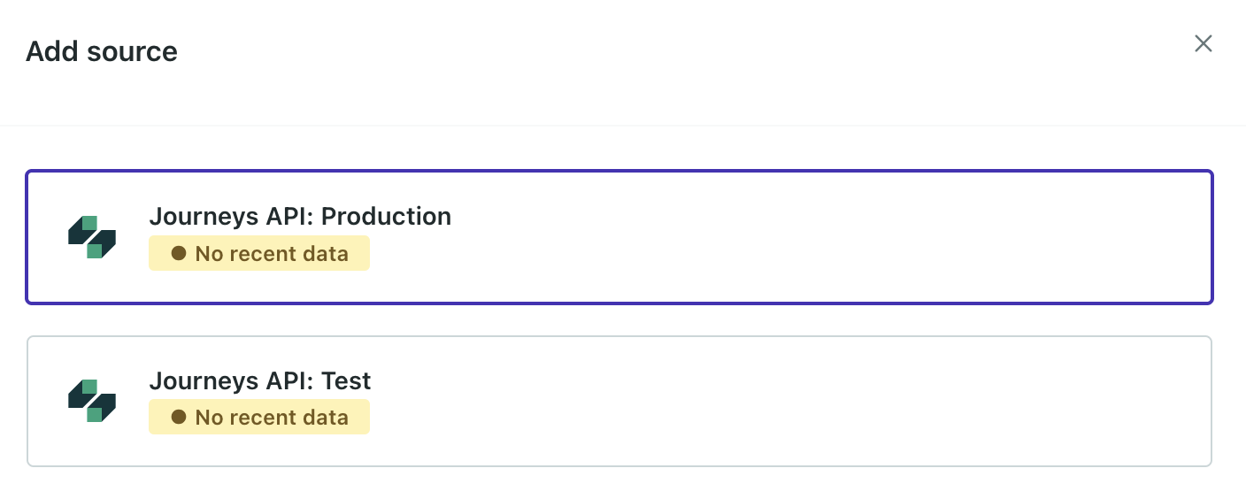 select the Track API source you want to connect to a destination