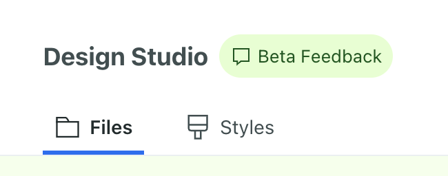 The Design Studio dashboard with the Beta Feedback button to the right of the dashboard title.