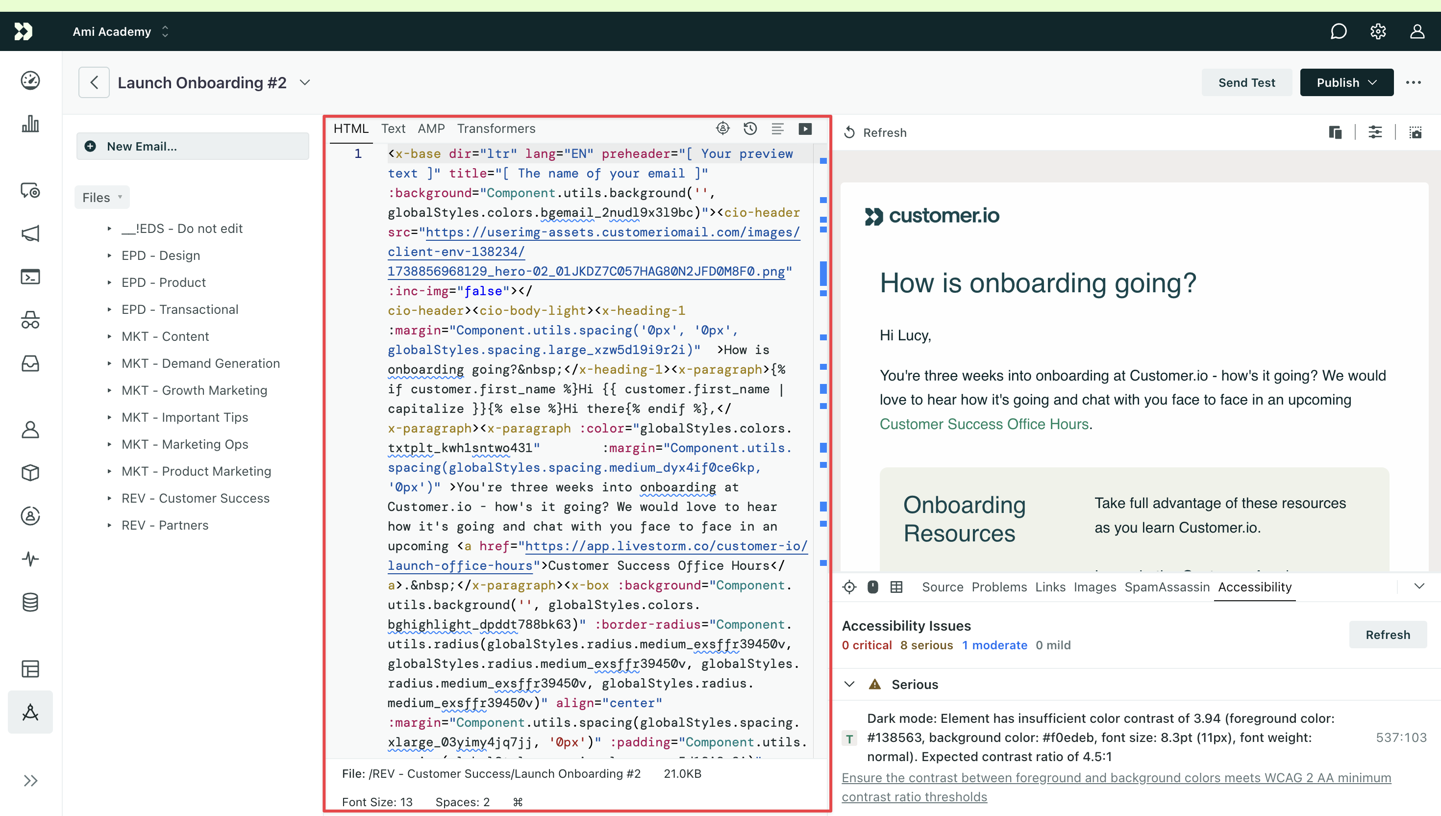 The code editor in Design Studio where the editor is highlighted in the middle.