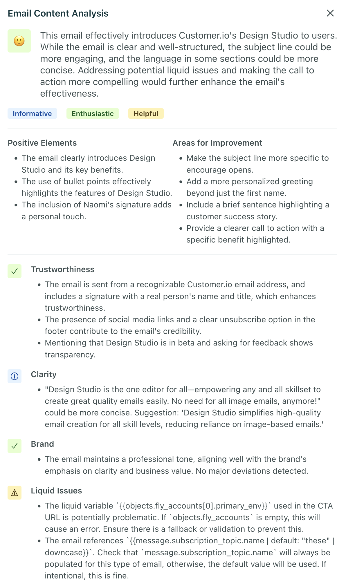 AI email content analysis report