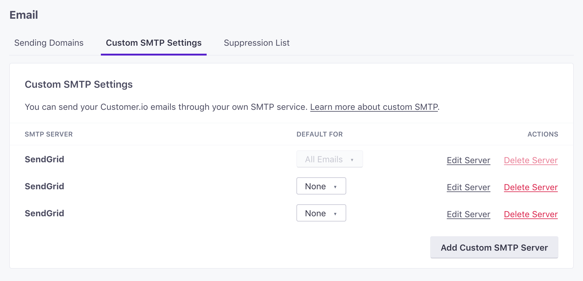 Additional SMTP servers