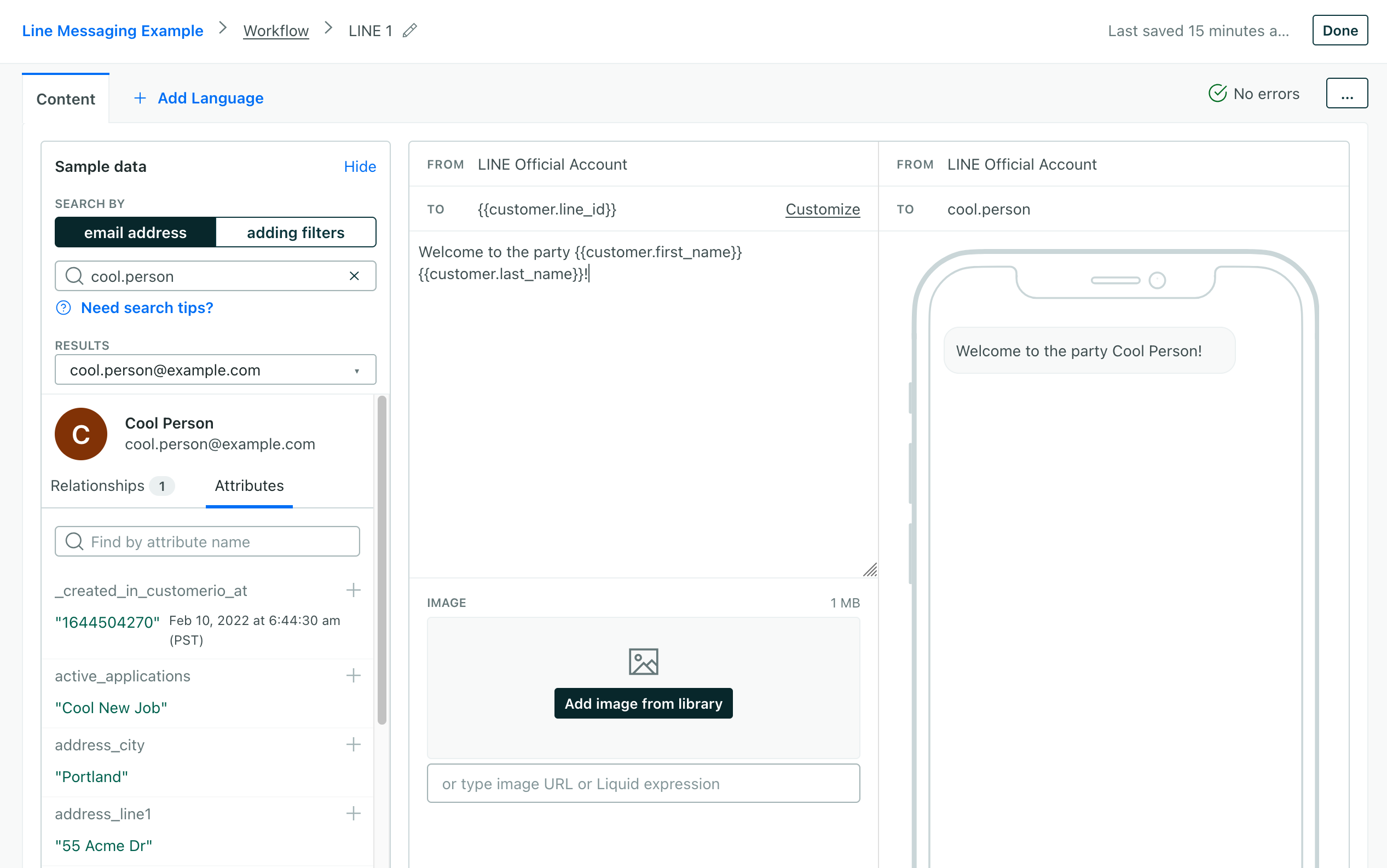 LINE message showing text but not images