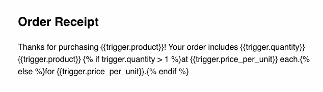 an email with liquid for trigger data
