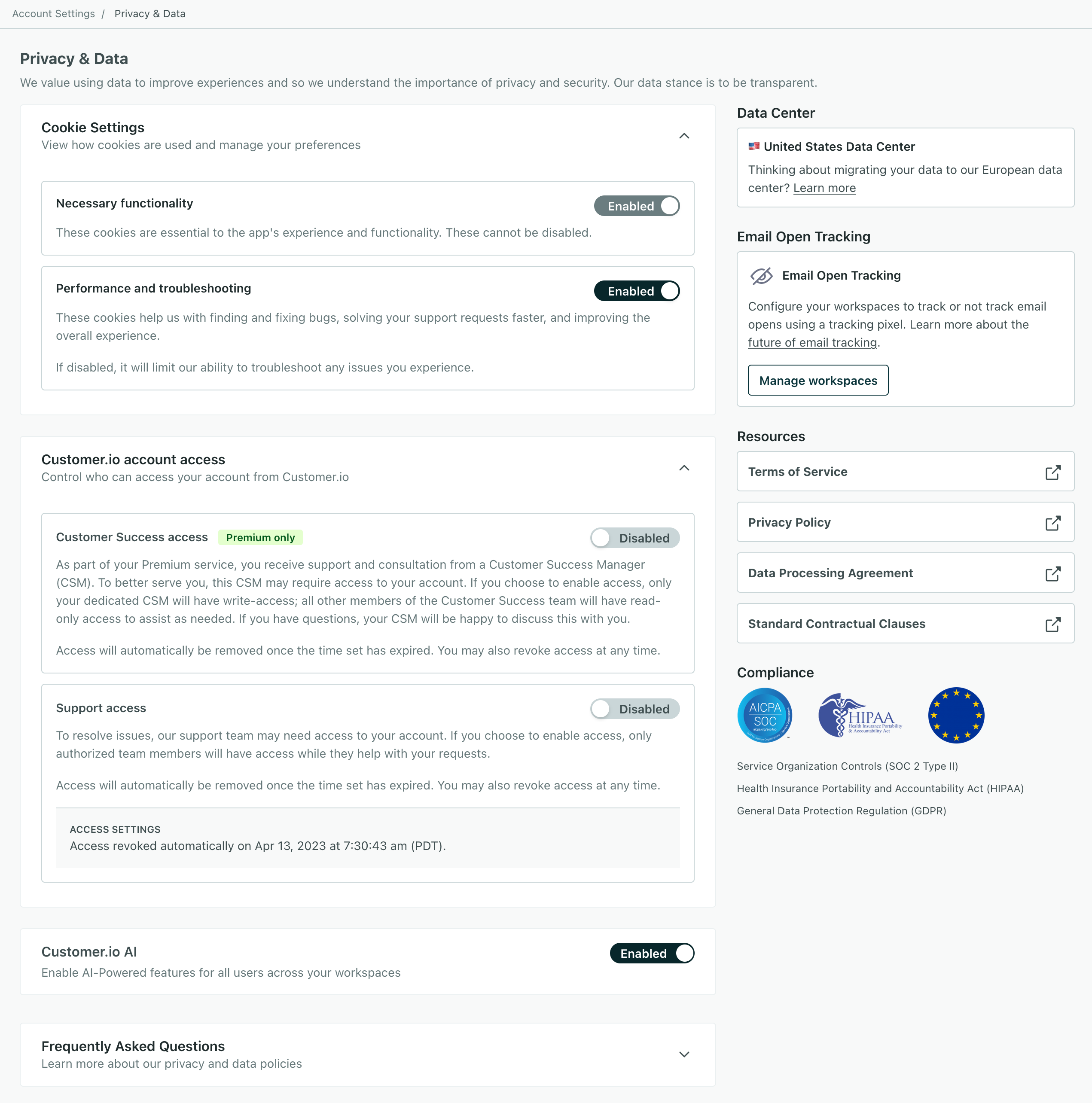 Privacy settings