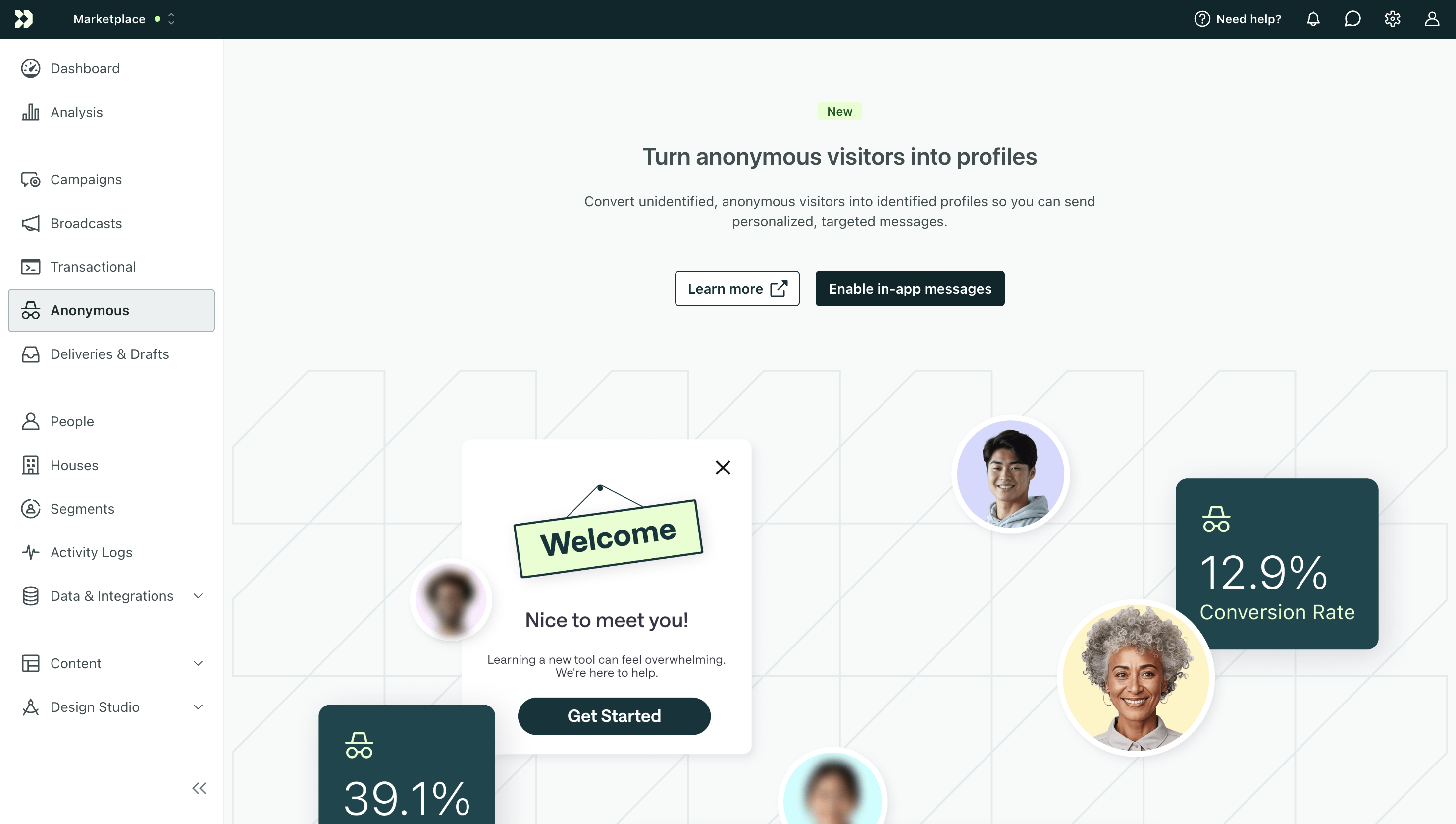 Official release: anonymous in-app messages