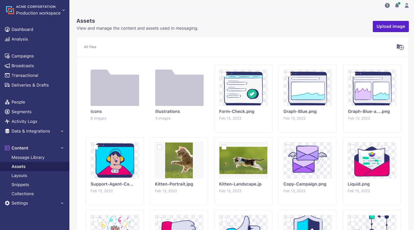 Store and reuse images with the asset library