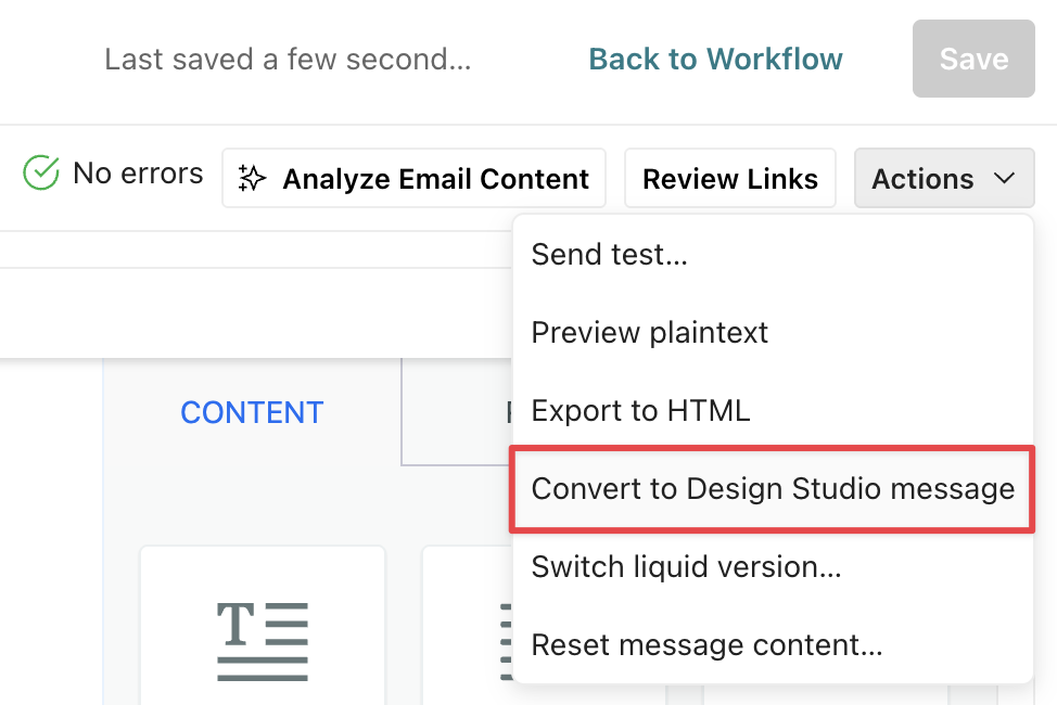 Automatically convert emails to Design Studio