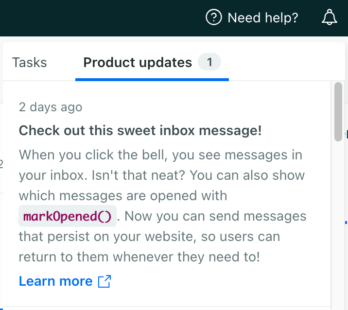 Notification inbox: messages your audience can revisit