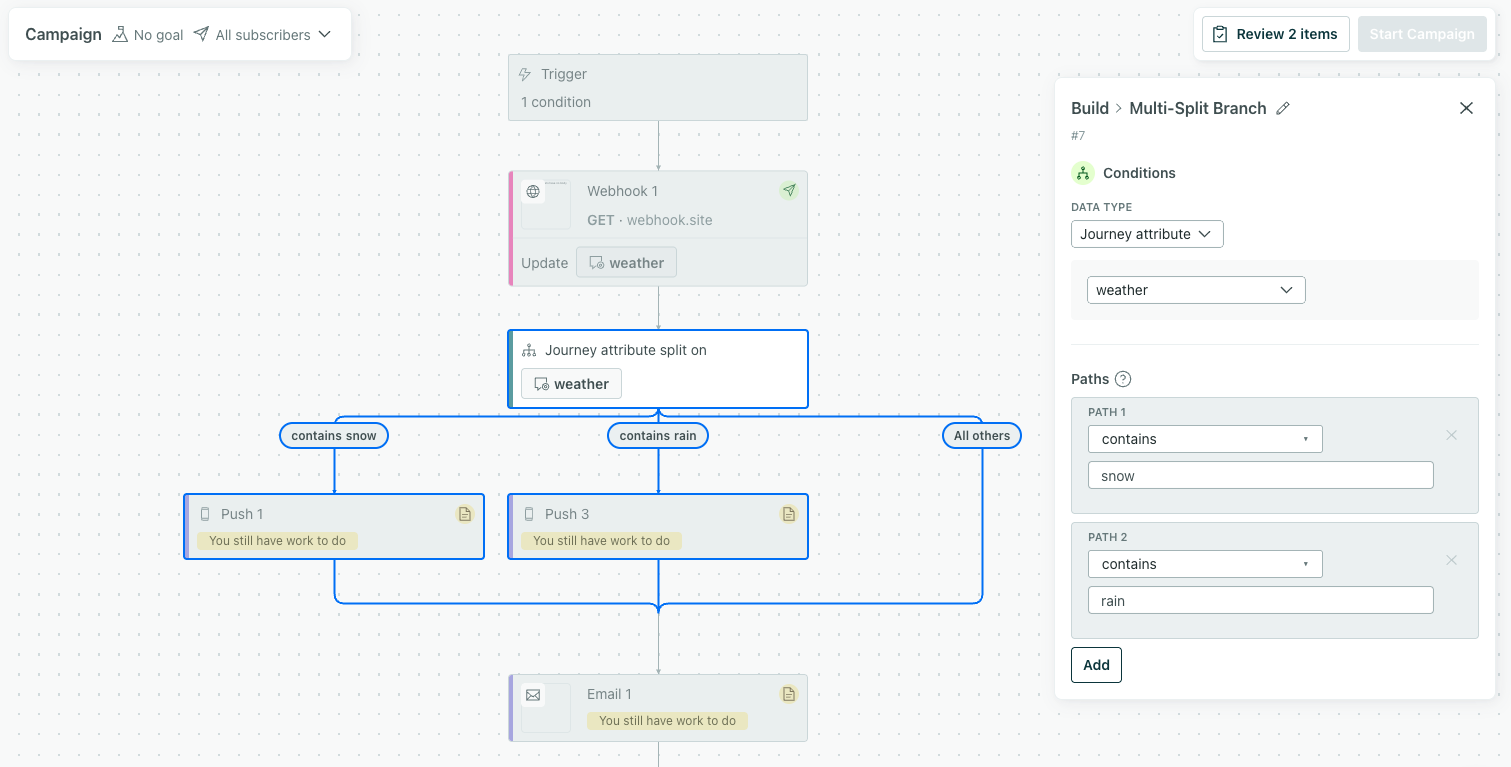 Journey attributes: store webhook data in your workflows