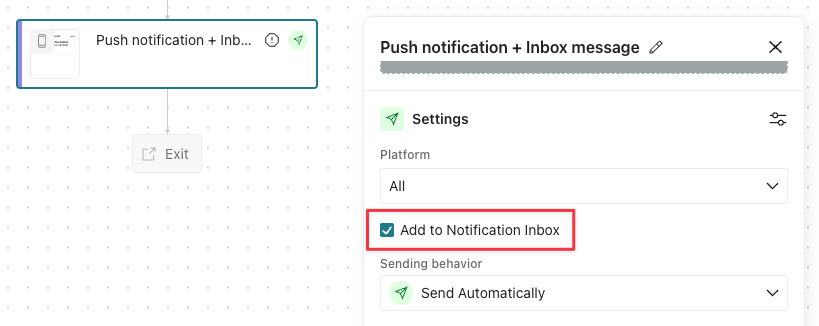 Store a copy of a push in your notification inbox