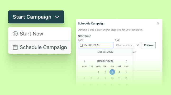 Schedule a start or stop time for campaigns