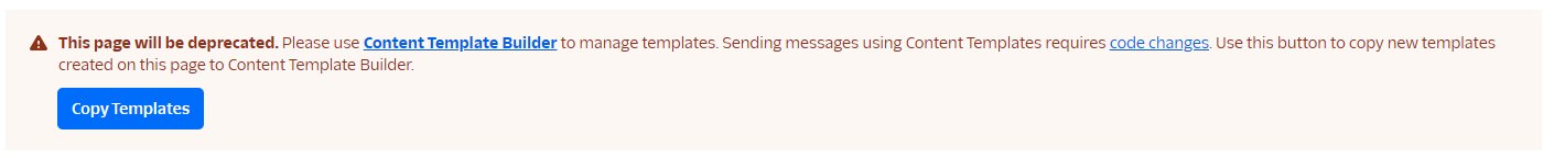 A screenshot of message Twilio displays, allowing you to copy your templates.